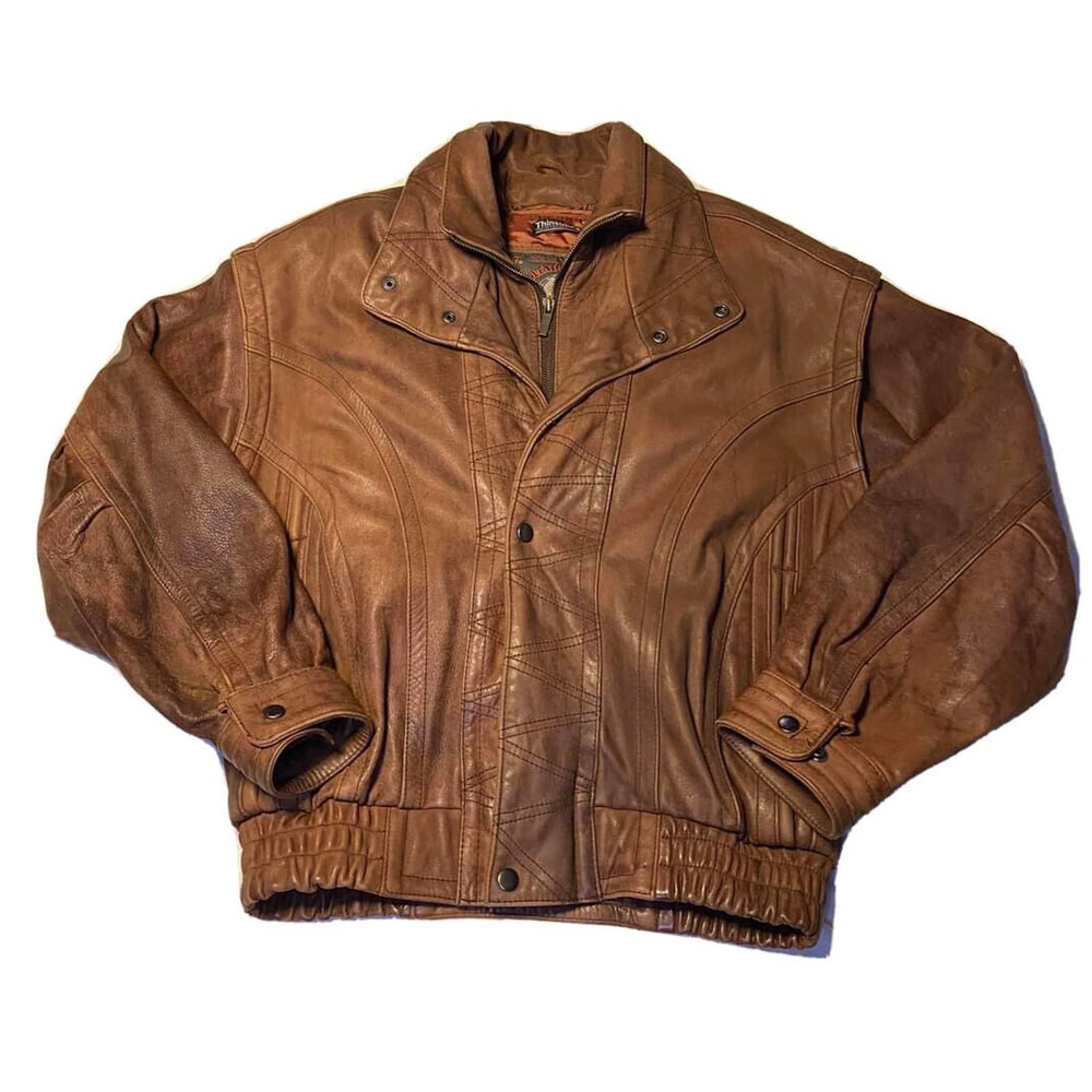 Vintage Adventure Bound Mens Leather Coat Small Thinsulate by Wilson's Nice 80s